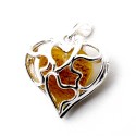 SREBRNY WISIOREK Z BURSZTYNEM SERCE