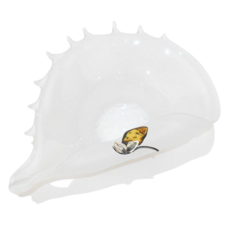 Owocarka zdobiona srebrem 925 i bursztynem