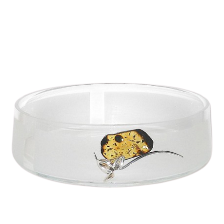 Owocarka zdobiona srebrem 925 i bursztynem