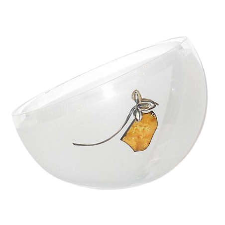 Owocarka zdobiona srebrem 925 i bursztynem