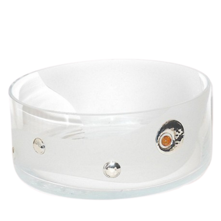 Owocarka zdobiona srebrem 925 i bursztynem