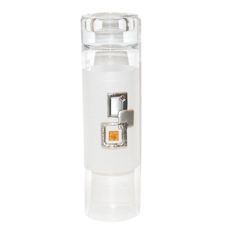 Świecznik zdobiony srebrem 925 i bursztynem