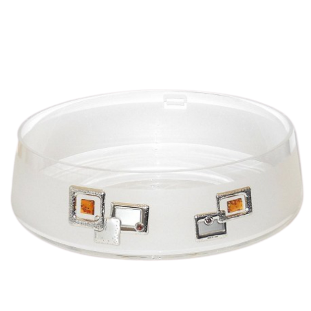 Owocarka zdobiona srebrem 925 i bursztynem