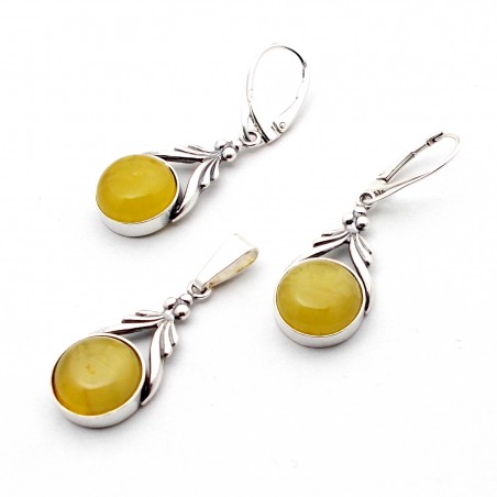 SREBRNY KOMPLET Z BURSZTYNEM