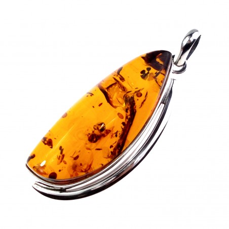 SREBRNY WISIOREK Z BURSZTYNEM BAŁTYCKIM