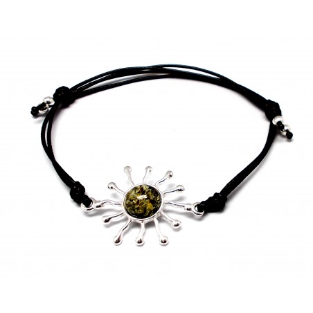 BRANSOLETKA Z BURSZTYNU I SREBRA SŁOŃCE