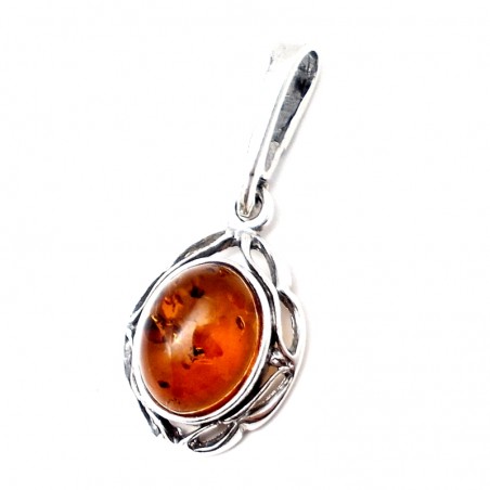 SREBRNY WISIOREK Z BURSZTYNEM