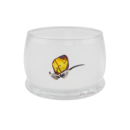 Owocarka zdobiona srebrem 925 i bursztynem