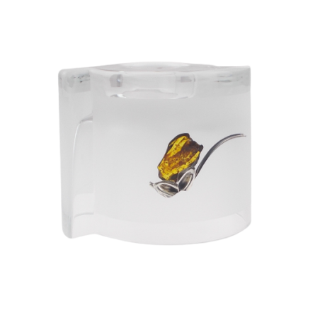 Świecznik zdobiony srebrem 925 i bursztynem