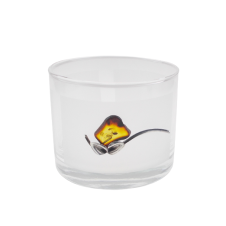 Owocarka  zdobiona srebrem 925 i bursztynem