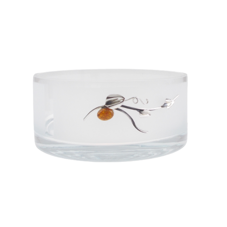 Owocarka zdobiona srebrem 925 i bursztynem