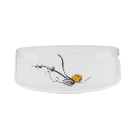 Owocarka zdobiona  srebrem 925 i bursztynem