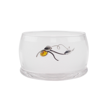 Owocarka zdobiona srebrem 925 i bursztynem