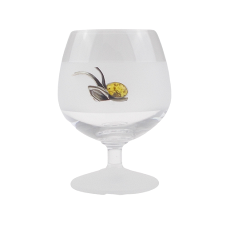 Kieliszek zdobiony srebrem 925 i bursztynem