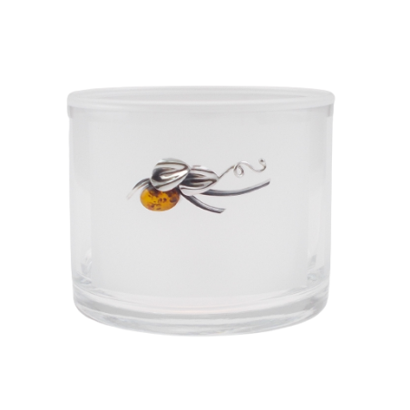 Owocarka zdobiona srebrem 925 i bursztynem