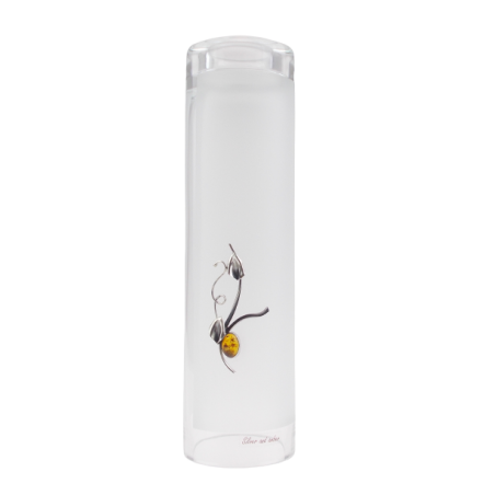 Świecznik zdobiony srebrem 925 i bursztynem