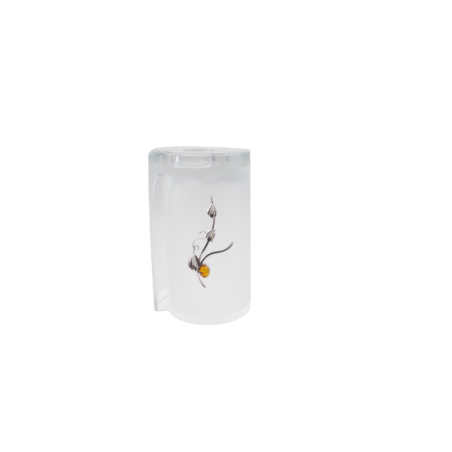 Świecznik zdobiony srebrem 925 i bursztynem