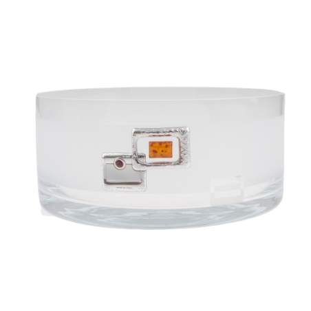 Owocarka zdobiona srebrem 925 i bursztynem