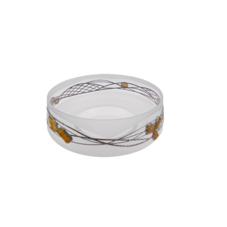 Owocarka zdobiona cyną i bursztynem