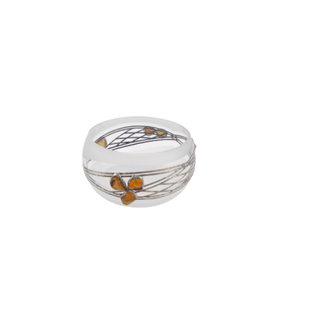 Owocarka Zdobiona Cyną I Bursztynem