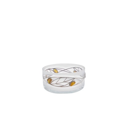 Owocarka zdobiona cyną i bursztynem