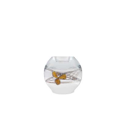 Świecznik zdobiony cyną i bursztynem