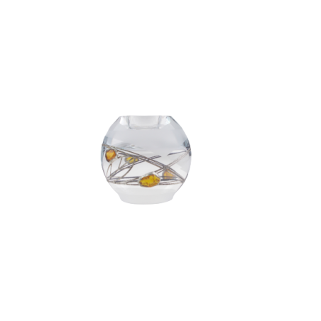 Świecznik zdobiony cyną i bursztynem