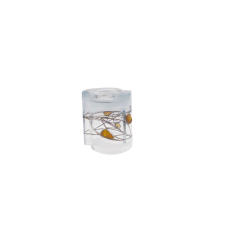 Świecznik zdobiony cyną i bursztynem