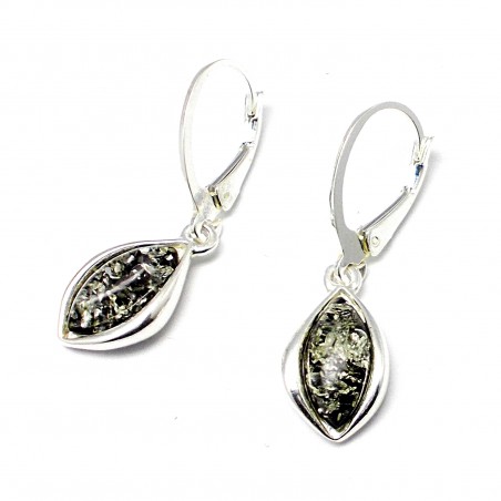 SREBRNE KOLCZYKI Z BURSZTYNEM