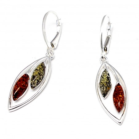 SREBRNE KOLCZYKI Z BURSZTYNEM