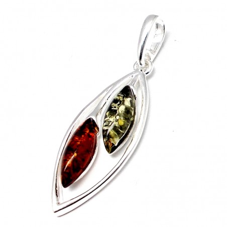 srebrny wisiorek z bursztynem