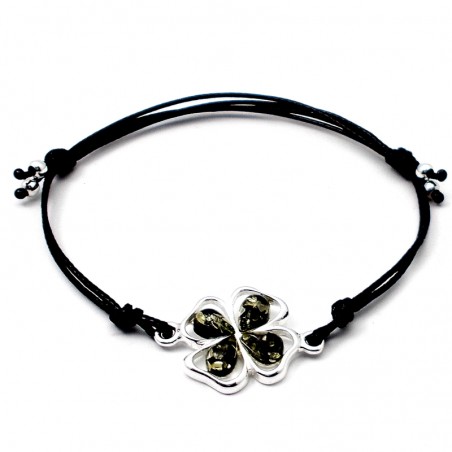 BRANSOLETKA SREBRNA Z BURSZTYNEM BAŁTYCKIM