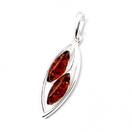 SREBRNY WISIOREK Z BURSZTYNEM