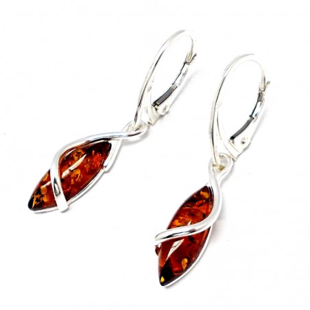 SREBRNE KOLCZYKI Z BURSZTYNEM BAŁTYCKIM