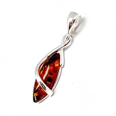 SREBRNY WISIOREK Z BURSZTYNEM