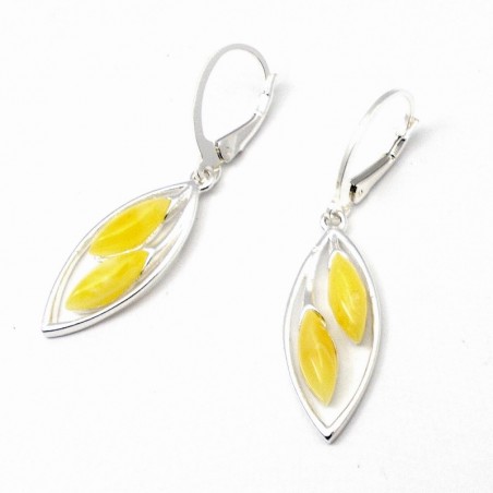 SREBRNE KOLCZYKI Z BURSZTYNEM BAŁTYCKIM