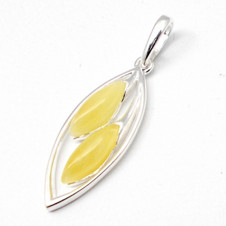 SREBRNY WISIOREK Z BURSZTYNEM