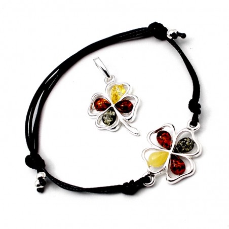 SREBRNY KOMPLET Z BURSZTYNU