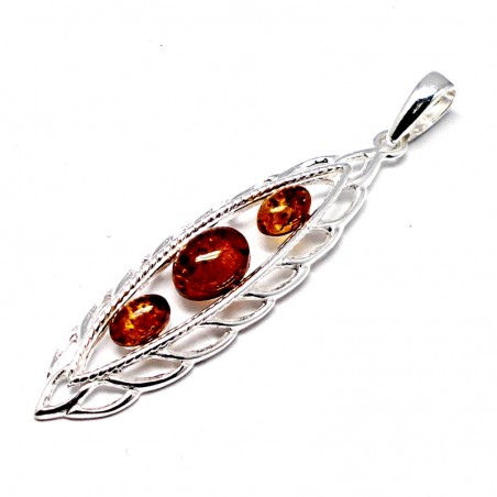 srebrny wisiorek z bursztynem