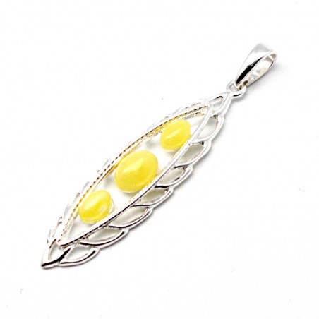 srebrny wisiorek z bursztynem