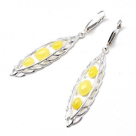 SREBRNE KOLCZYKI Z BURSZTYNEM