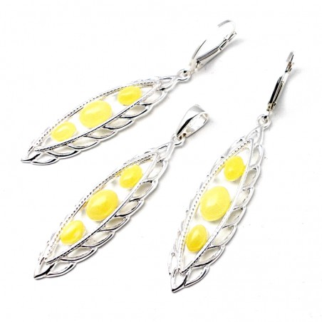 SREBRNY KOMPLET Z BURSZTYNU