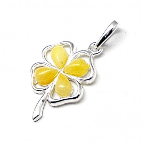 SREBRNY WISIOREK Z BURSZTYNEM