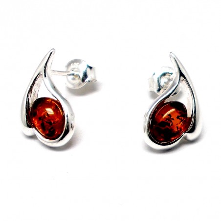 SREBRNE KOLCZYKI Z BURSZTYNEM BAŁTYCKIM