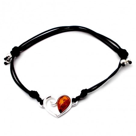 bransoletka z bursztynem z sercem