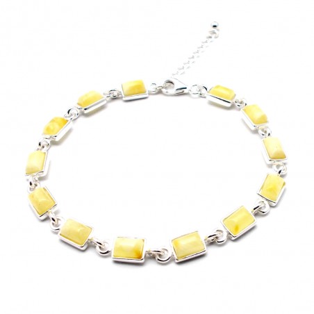 SREBRNA BRANSOLETKA Z BURSZTYNEM