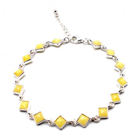 SRERBRNA BRANSOLETKA Z BURSZTYNEM