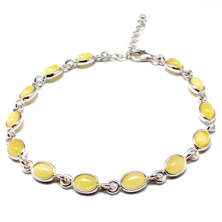 SREBRNA BRANSOLETKA Z BURSZTYNEM