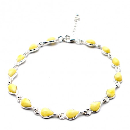 SREBRNA BRANSOLETKA Z BURSZTYNEM