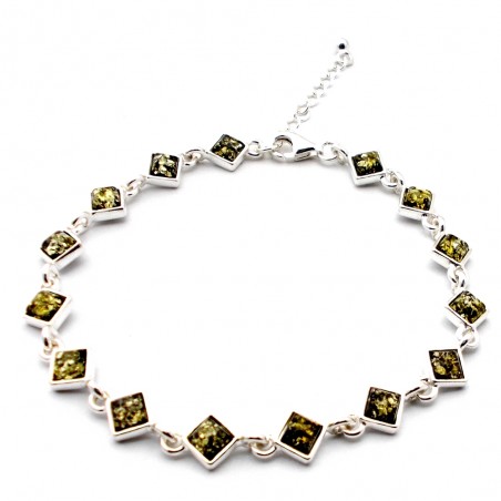 SREBRNA BRANSOLETKA Z BURSZTYNEM